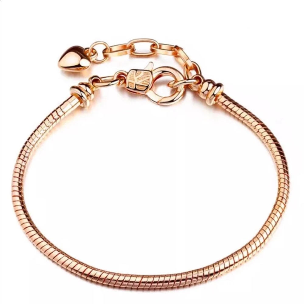 18K Rose Gold Dangling Heart Bracelet